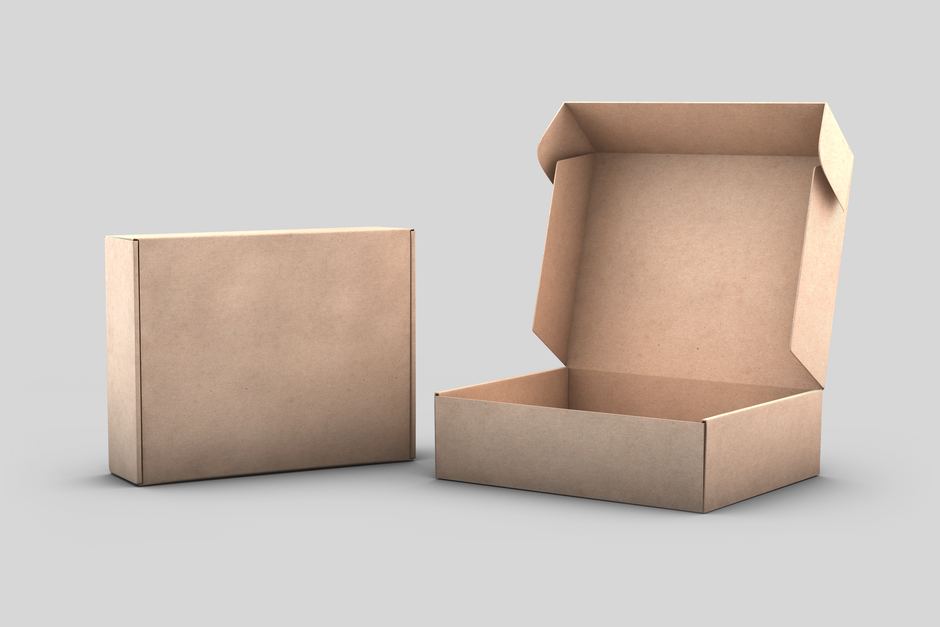 Two diecut corrugated mailer boxes, one open